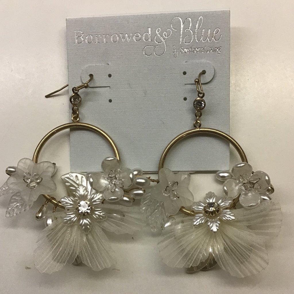 Southern Living Borrowed And Blue White Frilly Flower Earrings